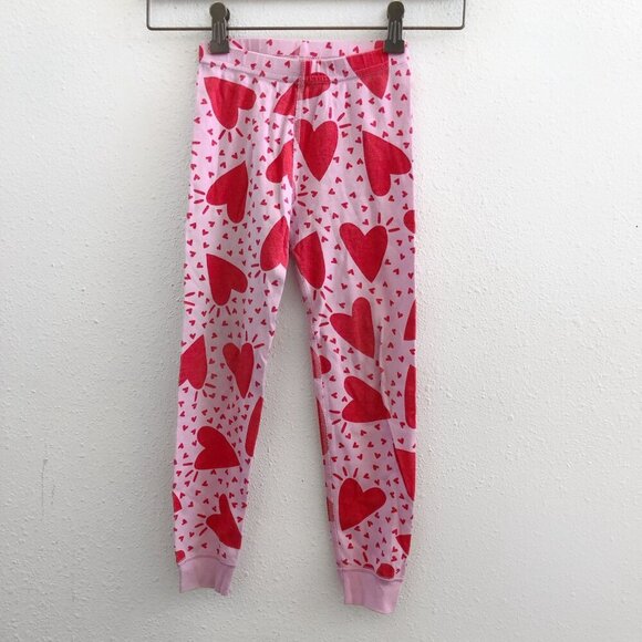 HANNA ANDERSSON Kids Long John Pajama Set In Organic Cotton Hearts Print Size 5 - Picture 11 of 16